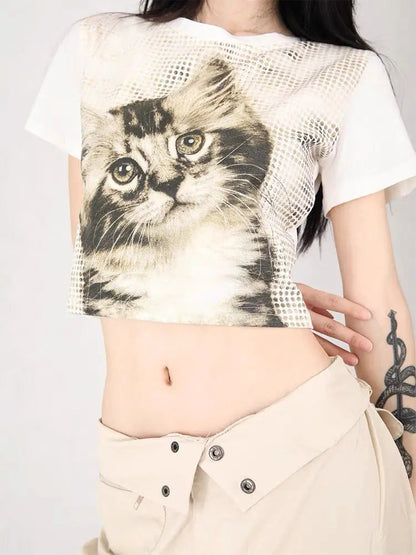 Free Shipping For 'Meow' Kawaii Y2k Cat Face Crop Top