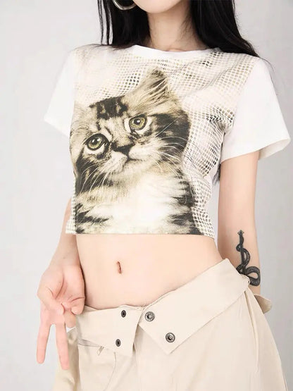 Free Shipping For 'Meow' Kawaii Y2k Cat Face Crop Top