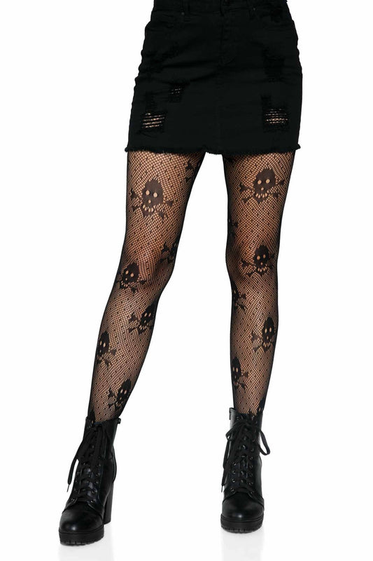 Free Shipping For Micro Net Skull Print Pantyhose