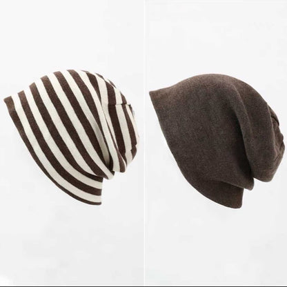 Free Shipping For 'Mocha' Grunge Striped Beanie Hat