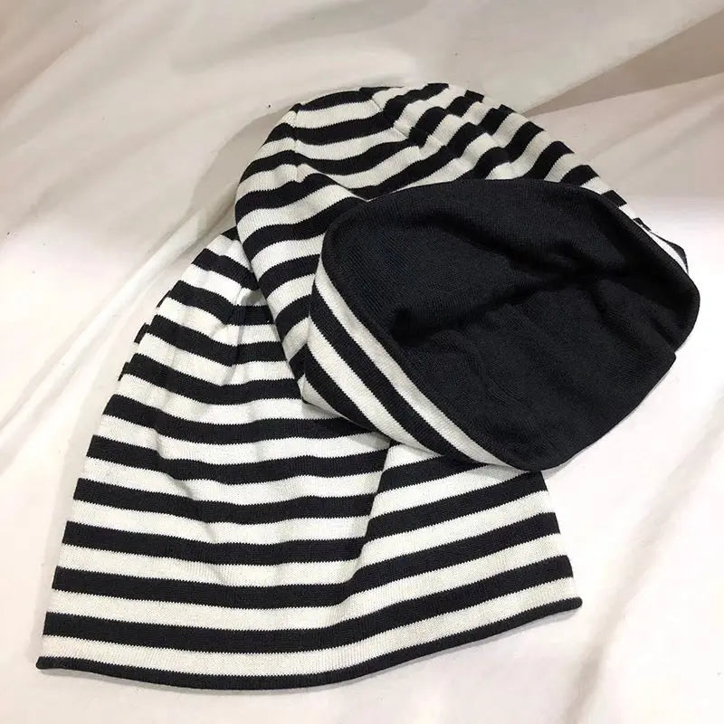 Free Shipping For 'Mocha' Grunge Striped Beanie Hat