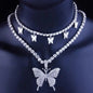 Free Shipping For 'Montage'  Butterfly Rhinestone Y2k Necklaces Set