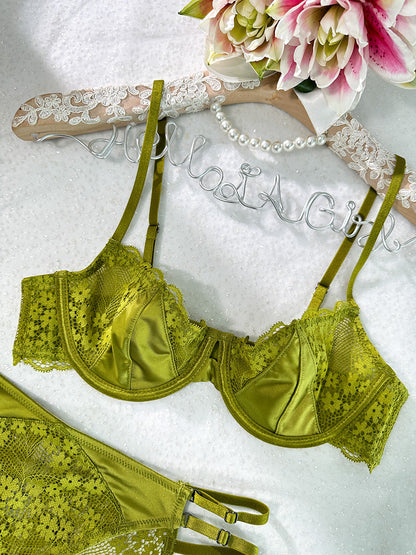 Free Shipping For  Luxurious Satin Soft Lace Lingerie Set