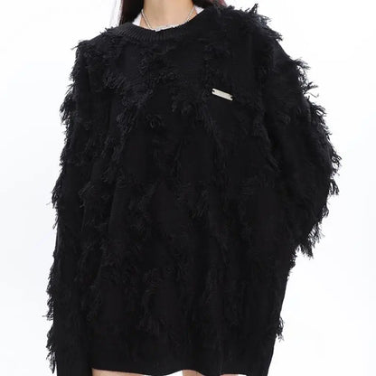 Free Shipping For 'Nariele' fringed crew neck solid sweater