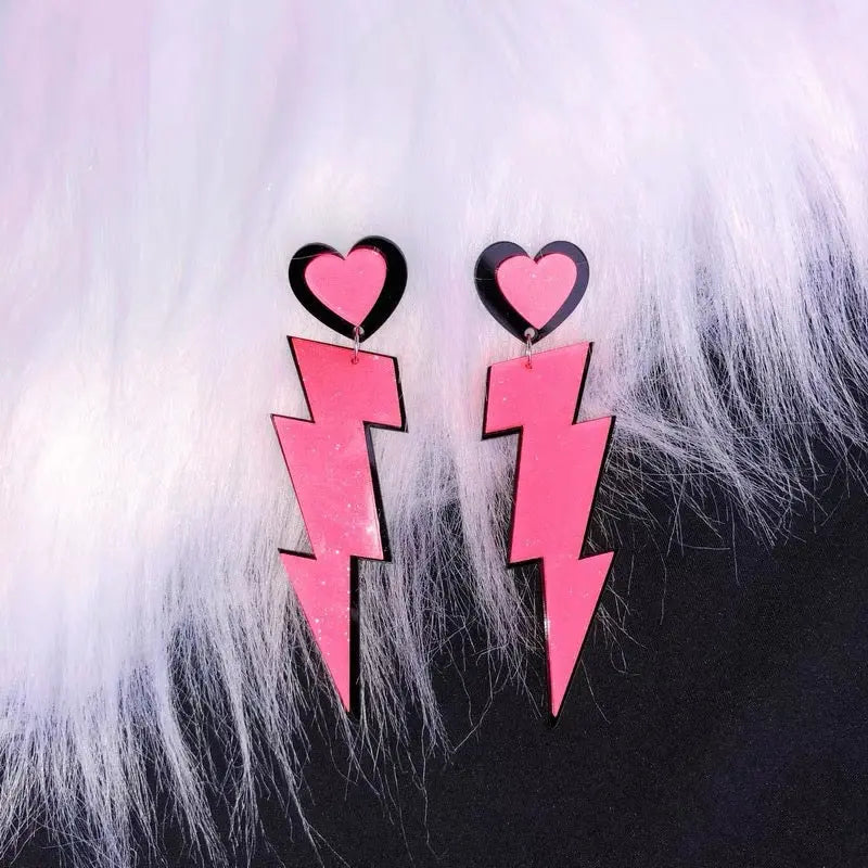 Free Shipping For 'Neon' Hot Pink Thunder Egirl Earrings