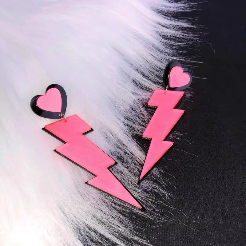 Free Shipping For 'Neon' Hot Pink Thunder Egirl Earrings