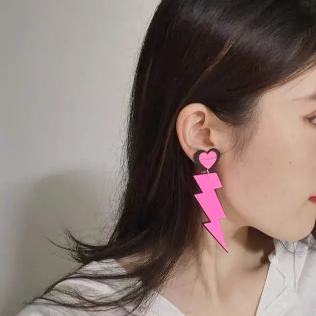 Free Shipping For 'Neon' Hot Pink Thunder Egirl Earrings