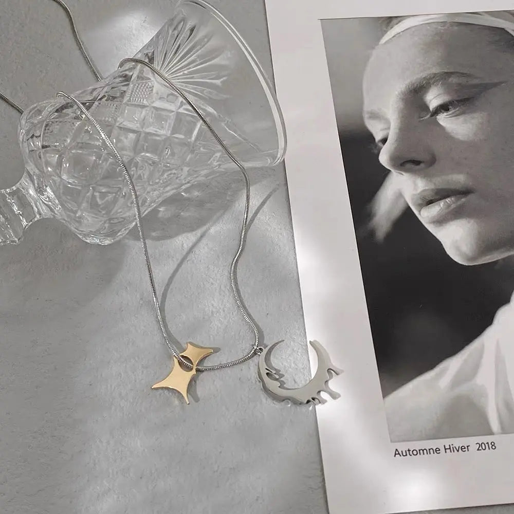 Free Shipping For 'New Moon' Melting Moon Star Necklace