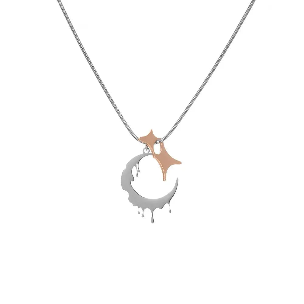 Free Shipping For 'New Moon' Melting Moon Star Necklace