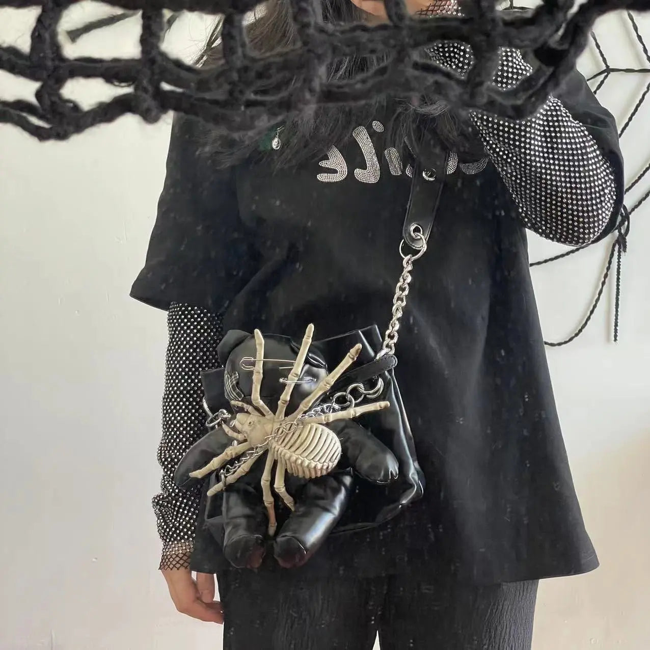 Free Shipping For  Alt Dark Spider Bear Detachable Bag