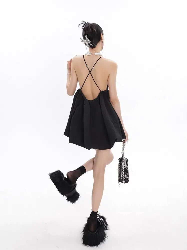 Free Shipping For 'Night Elf' Soft Goth Embossing High Waisted Dress