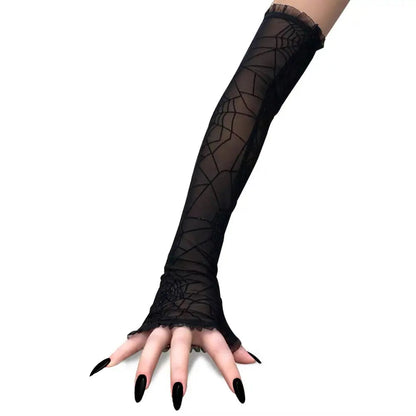 Free Shipping For 'Nightfall' Spider Web See Through Gloves