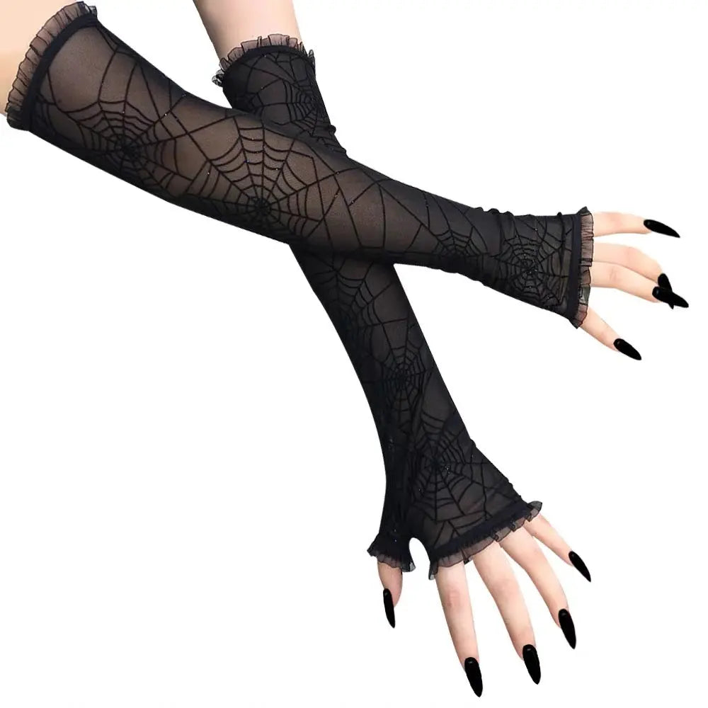 Free Shipping For 'Nightfall' Spider Web See Through Gloves