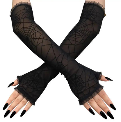 Free Shipping For 'Nightfall' Spider Web See Through Gloves