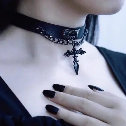 Free Shipping For Dark Goth Punk Scepter Choker