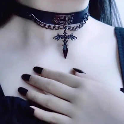 Free Shipping For Dark Goth Punk Scepter Choker