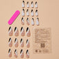 Almond Shape French Tip Bicolor Gold Wave Nail Tips