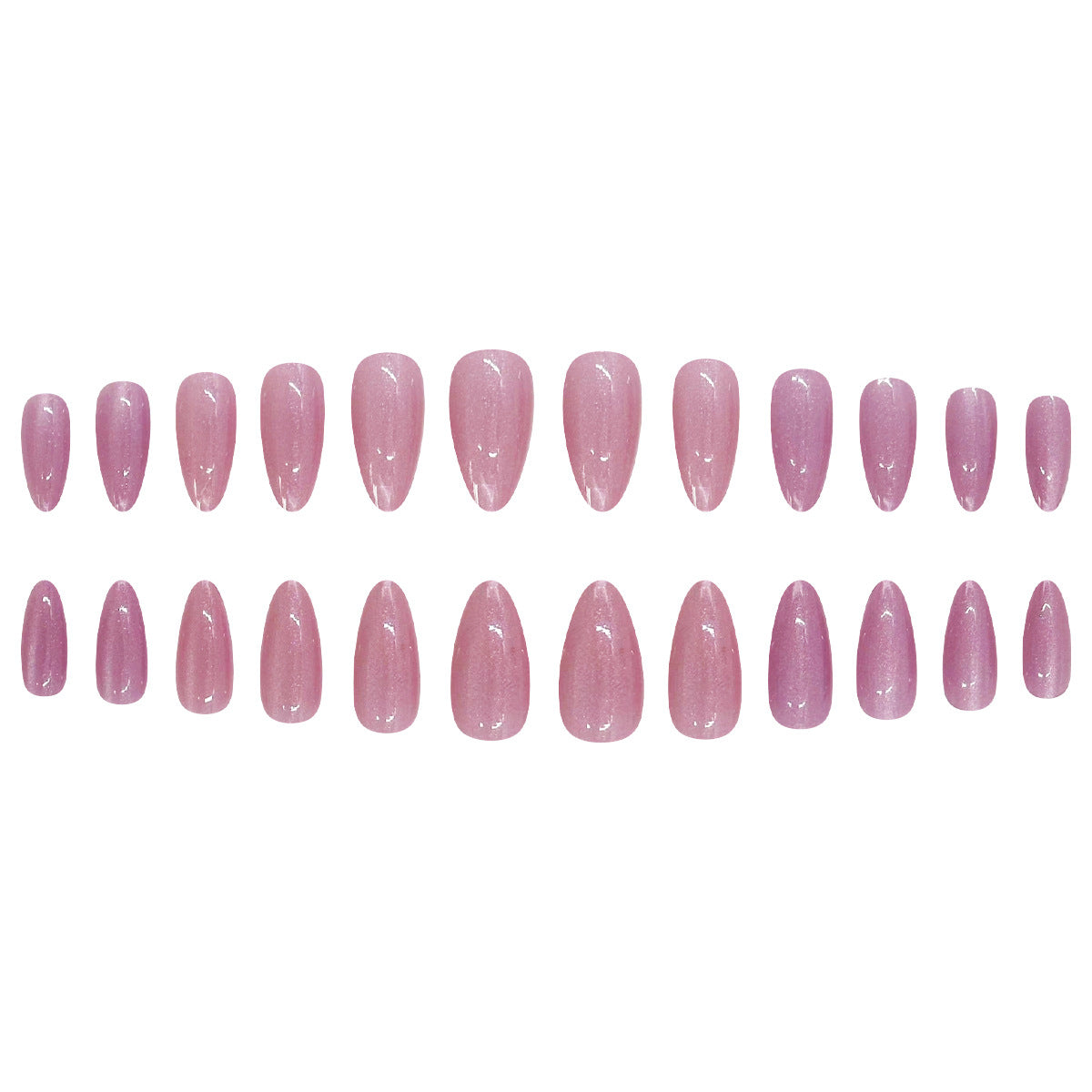 Pink Transparent Cat Eye Medium Almond Nail Tips