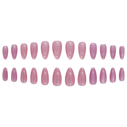 Pink Transparent Cat Eye Medium Almond Nail Tips