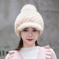 Winter Mink Fur Cap - Stylish & Warm for Moms