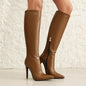 Classic British Style Side Zipper High Heel Slim Boots-Homeunderwear