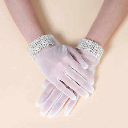 Pearl Mesh Short Gloves