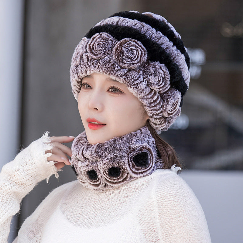 Stylish Real Rabbit Fur Ear Flap Hat - Warm Winter Accessory