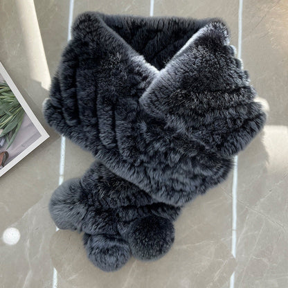 Real Rabbit Fur Long Winter Scarf - Warm & Chic