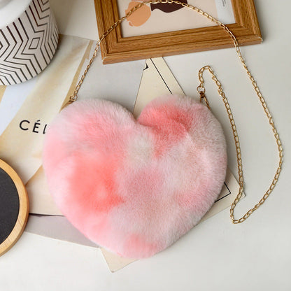 Heart-Shaped Fuzzy Crossbody Bag Winter