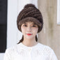 Winter Mink Fur Cap - Stylish & Warm for Moms