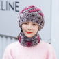 Warm Real Rabbit Fur Ear Flap Hat & Scarf Set