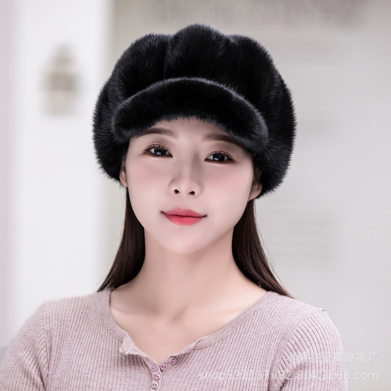 Winter Mink Fur Beret - Stylish & Warm