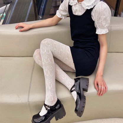 Sexy Jacquard Hollow Mesh Socks Loli Girl Bottom Pantyhose