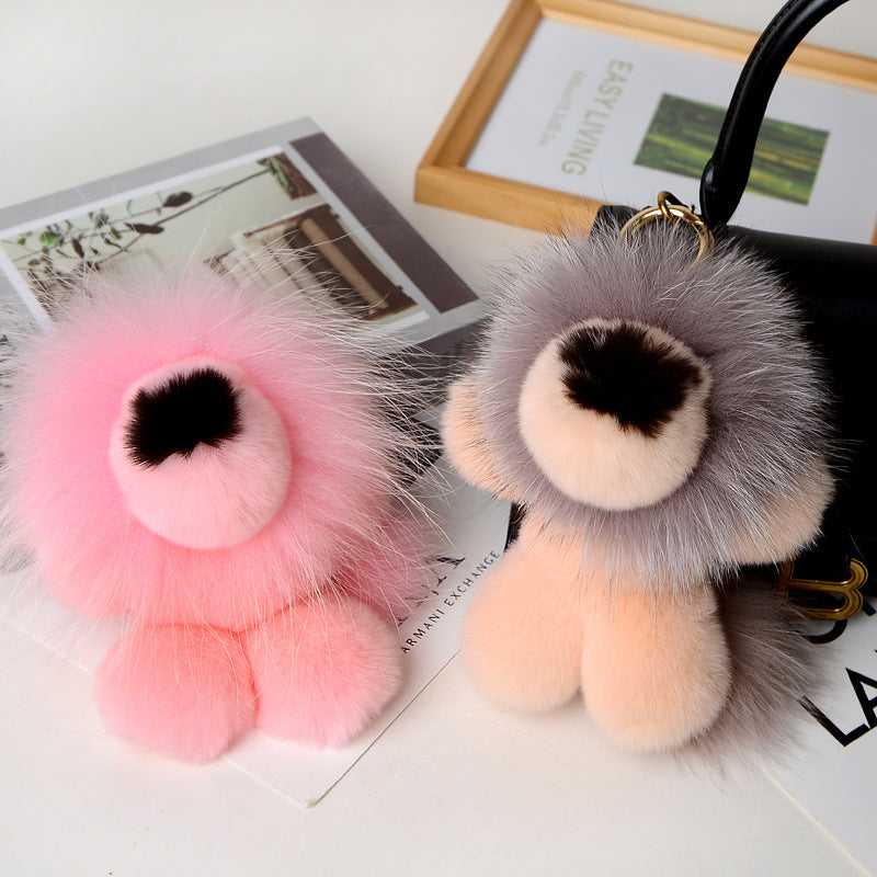 Cute Faux Fur Lion Charm - Keychain & Bag Accessory