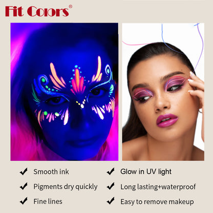 New Fashion 12-Color UV Fluorescent Eyeliner Set for Face and Body-Homeunderwear