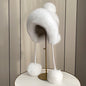 Winter Women's Mink Fur Hat with Fox Pom Pom - Stylish & Warm