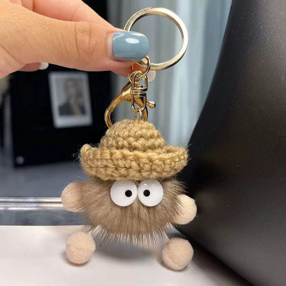 Cute Fuzzy Coal Ball Charm - Keychain & Bag Accessory