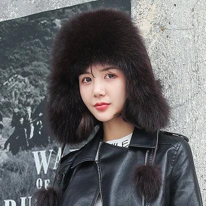 Warm Fox Fur Ear Flap Hat - Winter Accessory