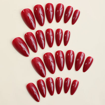 Almond-Shaped Solid Burgundy Removable Nails (24-Piece Hot Sale)