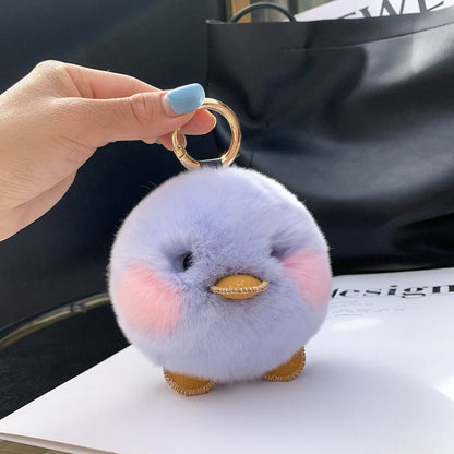 Beaver-Rabbit Hair Cute Yellow Duck Keychain Pendant Plush Toy Backpack Accessory