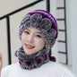 Winter Real Rabbit Fur Hat & Neck Warmer Set - Stylish & Warm