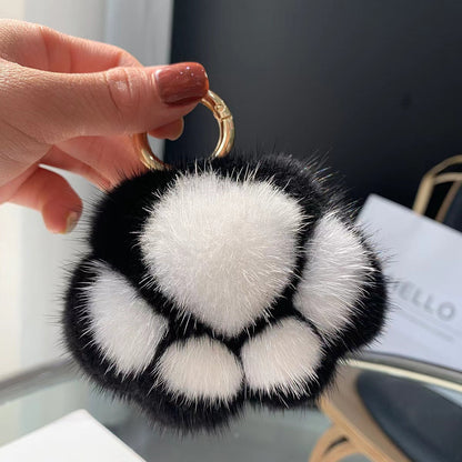 Cute Cat Paw Fluffy Charm - Keychain & Bag Accessory