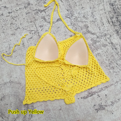 Handmade Crochet Striped Bikini Set Swimwear