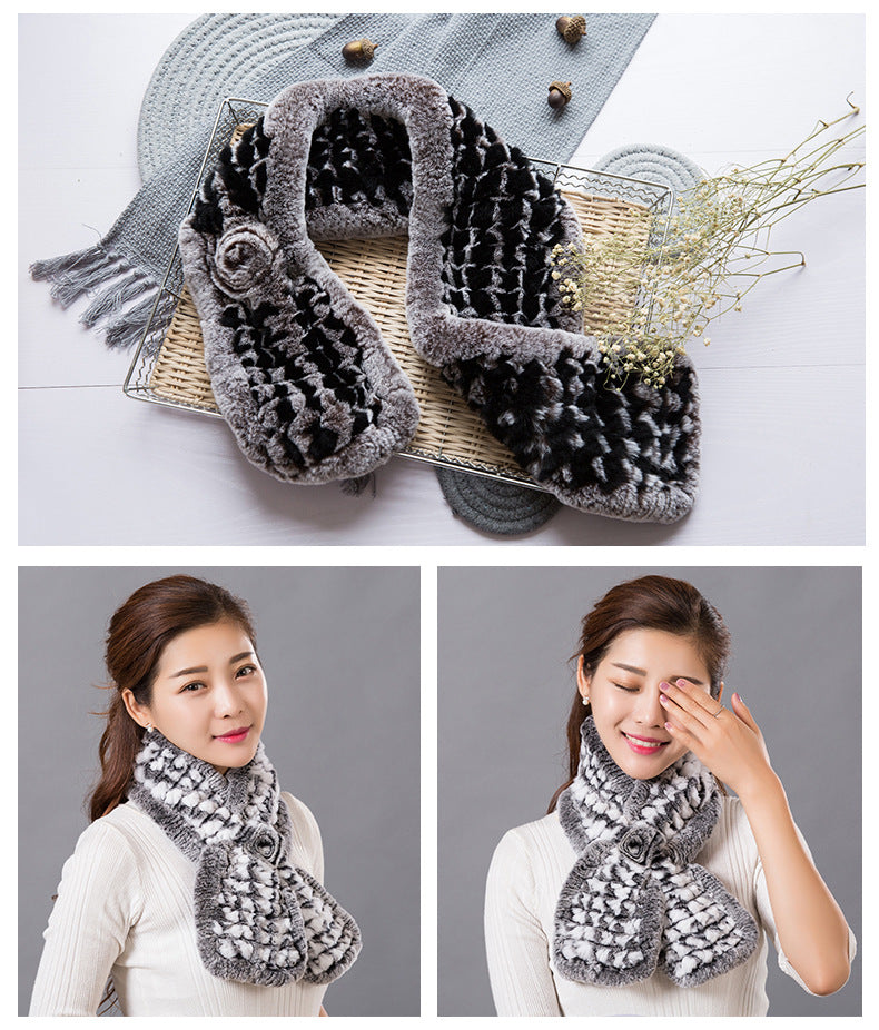 Real Rabbit Fur Winter Scarf - Cozy & Stylish