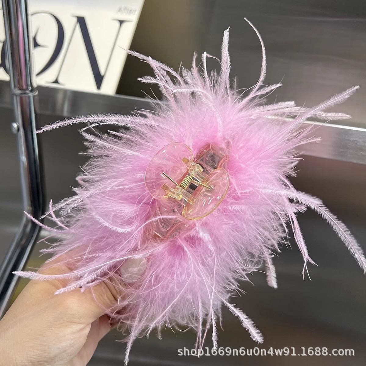 Ostrich Feather Hair Claw Clip Glamorous Accessor