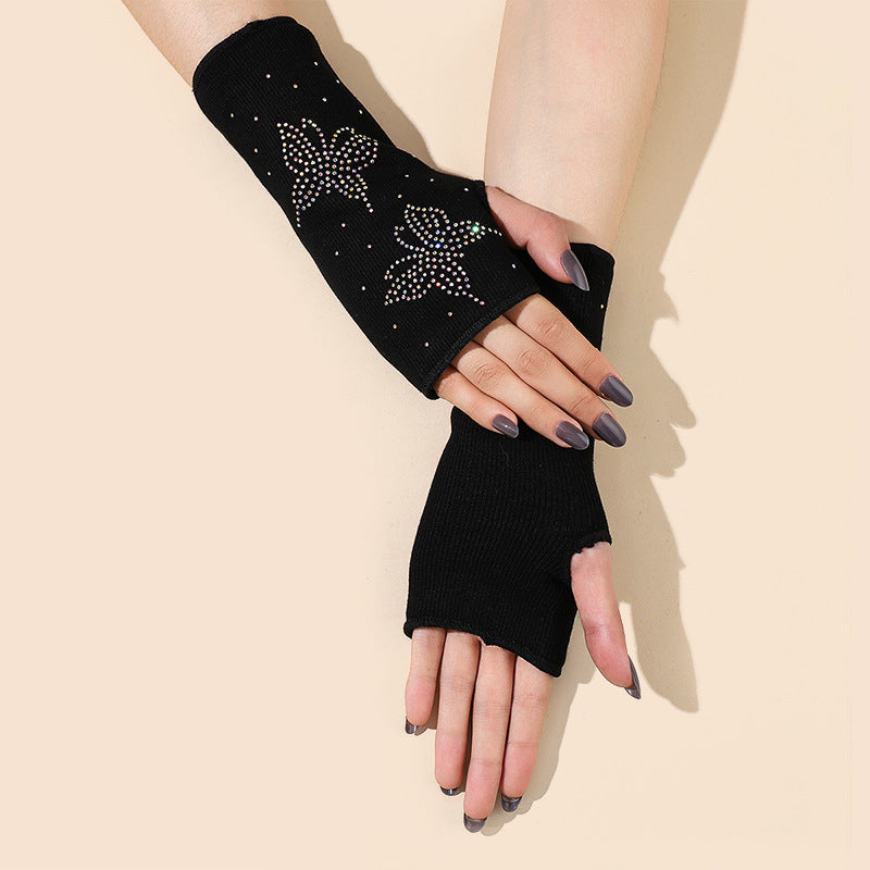 Warm Case Hot Diamond Half Finger Gloves