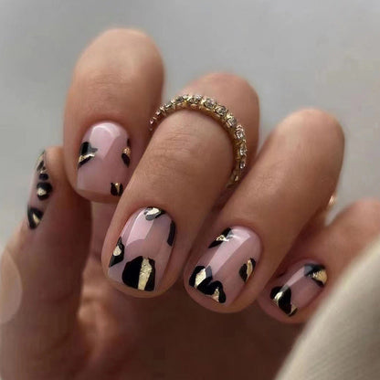 Aurora Pink Leopard Short Fall Nails - Sweet & Edgy