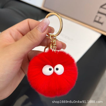 Cute Real Fur Pom Pom Keychain Bag Charm Gift