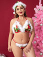 Free Shipping For Christmas Three-Point Sexy Plush Bra Set