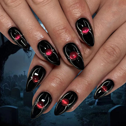 Spooky Spider Nails, Short Almond Shape for Halloween